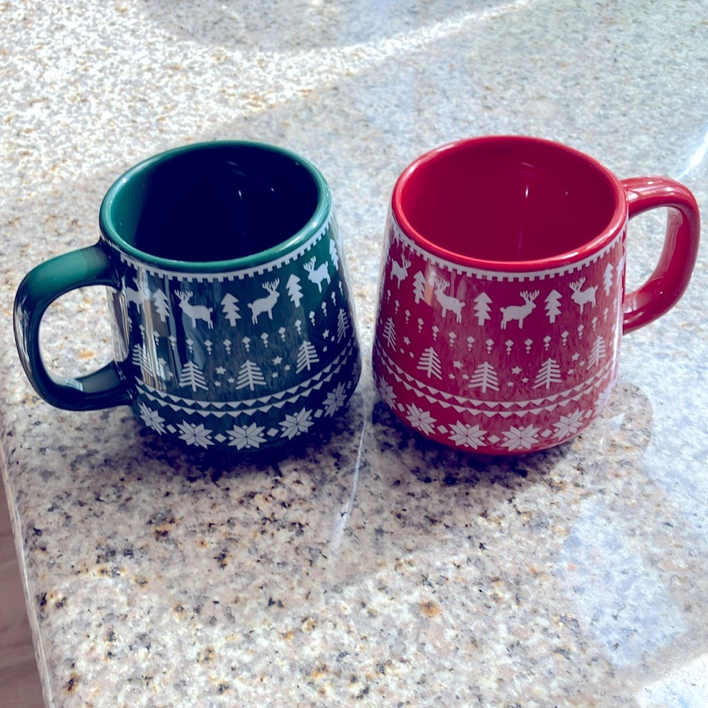 Christmas 2 set green/red coffee mugs